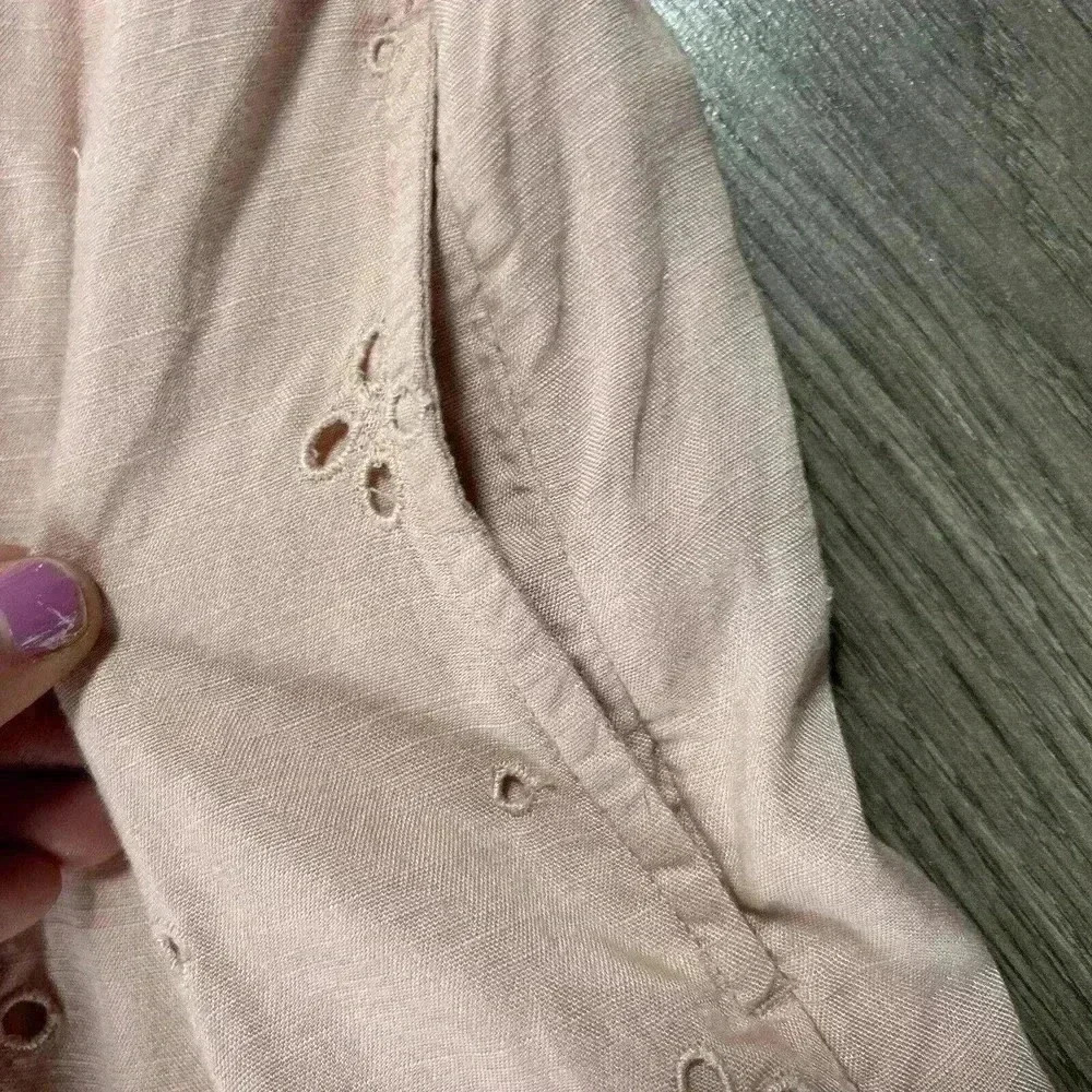 Abercrombie & Fitch Tank Dress Womens Sz S Blush Pink Eyelet Pockets Lined D1 - Picture 4 of 7